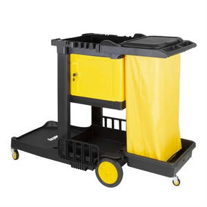 Cleaning: Cleaning Cleaning Trolley Black with Lockable Cabinet