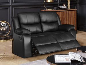 Home Wilson Manual 2 Seater Recliner Sofa - Black