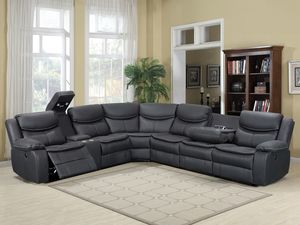 Home Mandan Electric Recliner Corner Sofa - Black