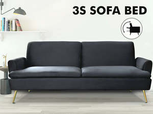 Home Gyllene Velvet Sofa Bed BLACK