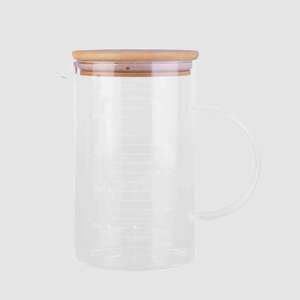 Kitchen Borosilicate Glass Jug With Bamboo Lid 1000ml