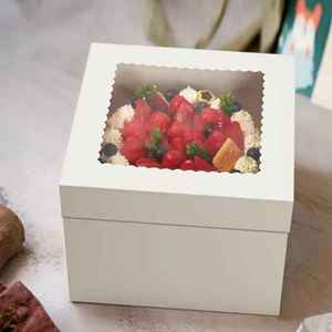Catering Elegant White Square Cake Boxes with Window 10pcs
