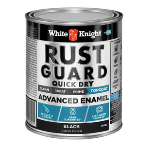 Painting White Knight Rust Guard 500ml Black Gloss Quick Dry Advanced Enamel Paint