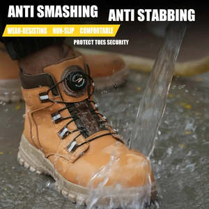 Size Men's Solid Color High Top Steel Toe & Puncture Proof Safety Shoes