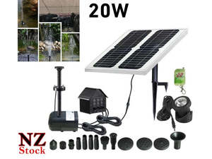Garden Solar Powered LED Fountain Water Pump Kit - 20W
