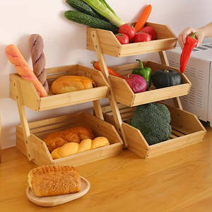 Kitchen 1pc Bamboo 3-Tier Fruit and Vegetable Storage Basket
