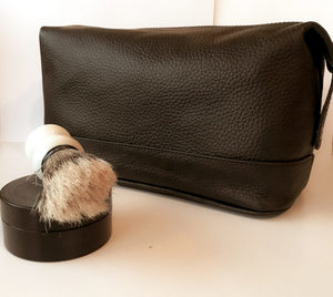 Harvey Black - Genuine Leather Toiletry Bag Italian Leather