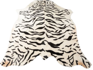Tiger Print Cowhide Rug - White Home Decor Italian Leather