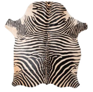 Products: Zebra Print Cowhide Rug - Jersey Home Decor Italian Leather