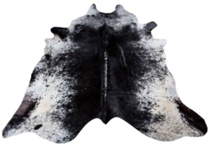 Cowhide Rug - Speckled Black Dark Home Decor Italian Leather