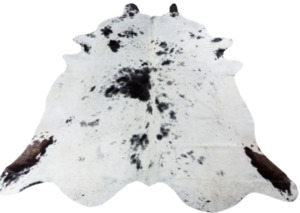 Cowhide Rug - Speckled Black Light Home Decor Italian Leather