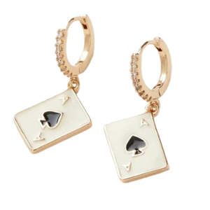 Miss And Mum Gifts: Enamel Ace of Spades Huggie Earrings by Fable England