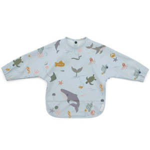 Maddy Moos Luxury Waterproof Long Sleeved Feeding Bib and Art Smock – Aquatic Motif
