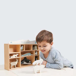 Baby Toddler Gifts: Wooden Polar Animals Display Shelf Set - Tender Leaf Toys | Wooden Toy NZ