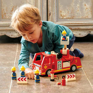 Baby Toddler Gifts: Wooden Fire Engine Rescue Set - Tender Leaf Toys | Wooden Toy NZ