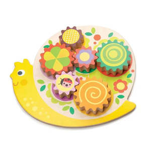 Baby Toddler Gifts: Snail Whirls Wooden Gear Puzzle - Tender Leaf Toys | Wooden Toy NZ