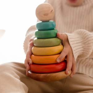 Wooden Bouncing Stacking Rings - QToys | Wooden Toy NZ