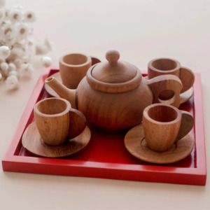 Baby Toddler Gifts: Japanese Wooden Tea Set - QToys | Wooden Toy NZ