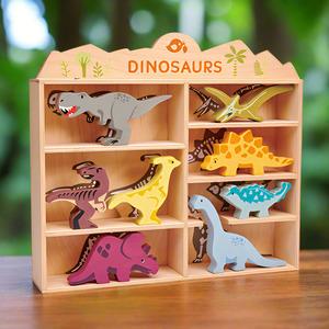 Baby Toddler Gifts: Wooden Dinosaur Toy Set with Display Unit - Tender Leaf Toys