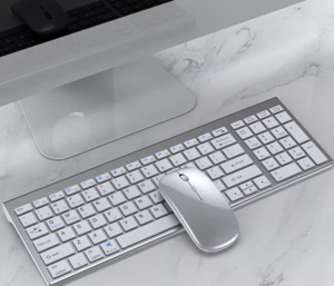 Gifts Under 100: Slim Rechargeable Bluetooth Keyboard and Mouse Set for Laptop Computer 2.4G USB Wireless Keyboard and Mouse Combo