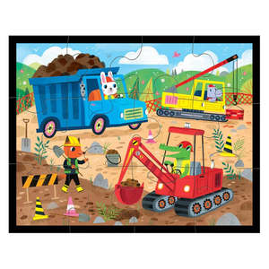 Gifts For Babies Toddlers: Construction Site 12pc Pouch Puzzle By Mudpuppy: Ages 2+