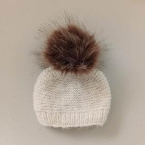Newborn Pompom Hat - Alpaca