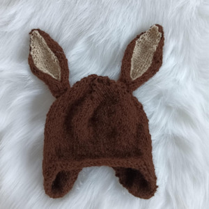 Newborn Hat - Chocolate Bunny - Alpaca - Dark Chocolate *B/O