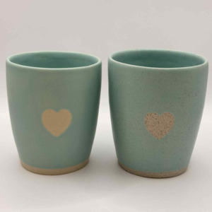 NEW: Mudhut Potters Wellington - Heart Tumbler Blue - 8oz