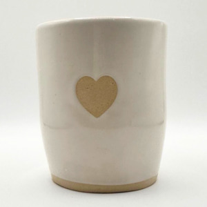 Mudhut Potters Wellington: Mudhut Potters Wellington - White Heart Tumbler - 8oz