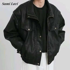 Men’s Vintage Black PU Leather Zip-Up Jacket