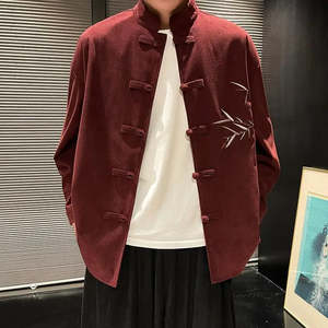 Men’s Bamboo Embroidered Mandarin Collar Tang Shirt