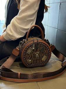 Women's Retro Clock Design Round Crossbody Bag