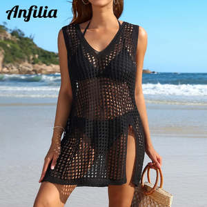 New Arrivals: Women's Crochet Deep V-Neck Beach Cover-Up Dress