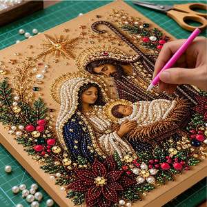 Gifts Novelties: Christmas DIY Pearl Diamond Painting Kit with Frame – 30x30cm
