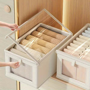 Gifts Novelties: Large Foldable Fabric Storage Box with Clear Window – Clothing & Blanket Organizer