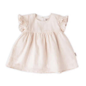 Gift: Ella Baby Girl Linen Dress - Cookie Dough