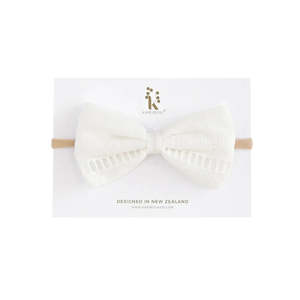 Nova Textured Cotton Bow Headband - White