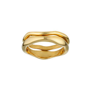 Wave Ring Set - Gold - Size 6