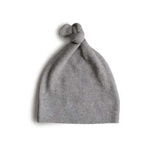 Ribbed Baby Beanie - Grey Melange (0-3 months)