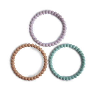 Mushie: Mushie Teething Bracelet - Lilac/Cyan/Soft Peach