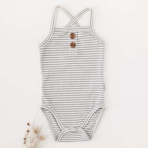 Karibou Kids: Paloma Sunsuit - Dusty Blue Stripe