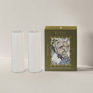 Gift Boxes: Wide Column Pillar Candle Party Set - White