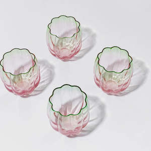 Gift Boxes: PETAL STEMLESS GLASS - WATERMELON - SET OF 4