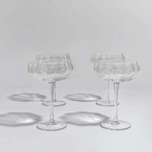 Gift Boxes: PETAL COCKTAIL GLASS - CLEAR- SET OF 4
