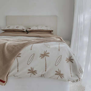 Bedding Linen: DUVET COVER - NATURAL SURFING PALM