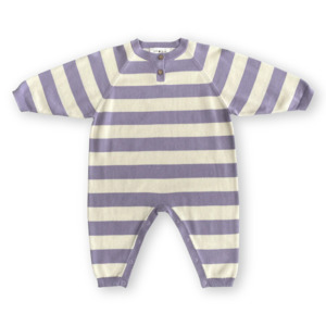 Tops: Organic Striped Essential Starsuit - Iris/Milk