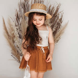 Bottoms: Dance And Play Muslin Skirt With Trim - Antique Gold