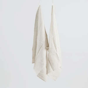 100% FRENCH LINEN TEA TOWEL - SET 2 - CHARCOAL PINSTRIPE