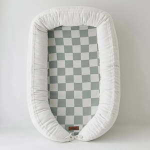 Bengali Home: BABY LOUNGER - SAGE GINGHAM