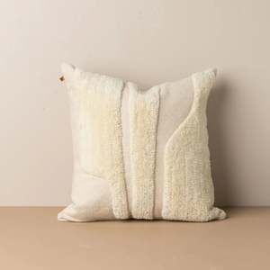 Saarde: Abstract Square Cushion - Ivory